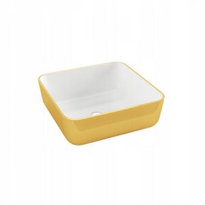 INVENA UMYWALKA NABLATOWA MALAGA INVENA TREND 39 CM, KWADRATOWA BIAŁO ZŁOTA