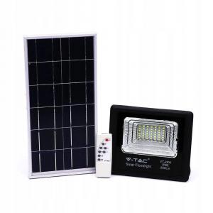 Projektor LED Solarny V-TAC 12W Czarny IP65, Pilot, Timer VT-25W 4000K 550l
