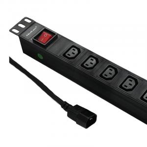 QOLTEC Listwa zasilająca do szafy RACK 19 1U 10A PDU 8xIEC C13 2m