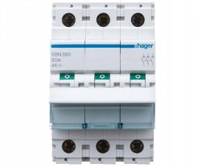 HAGER Modułowy rozłącznik izolacyjny 3P 80A 400V