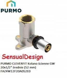Kolano do montażu na ścianie PURMO CLEVERFIT średnie (52 mm) GW 20x1/2
