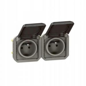 Gniazdo podwójne z uziemieniem 2x2P+Z, poziome, mechanizm 16A-250V~- antrac