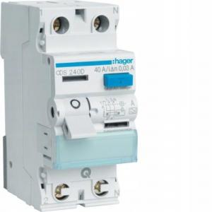 HAGER Wyłącznik różnicowoprądowy 1P+N 40A/30mA Typ A QuickConnect