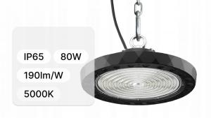 Lampa LED Highbay Twist, 80W, 190lm/W, 5000K, CRI>70, regulowany kąt 60-90-