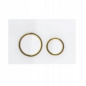 Przycisk spłukujący Sigma21, przedni, szkło białe, pierścienie: mosiądz